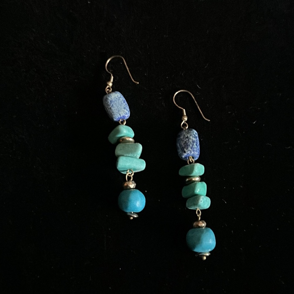 Elegant Blue and Turquoise Dangle Earrings